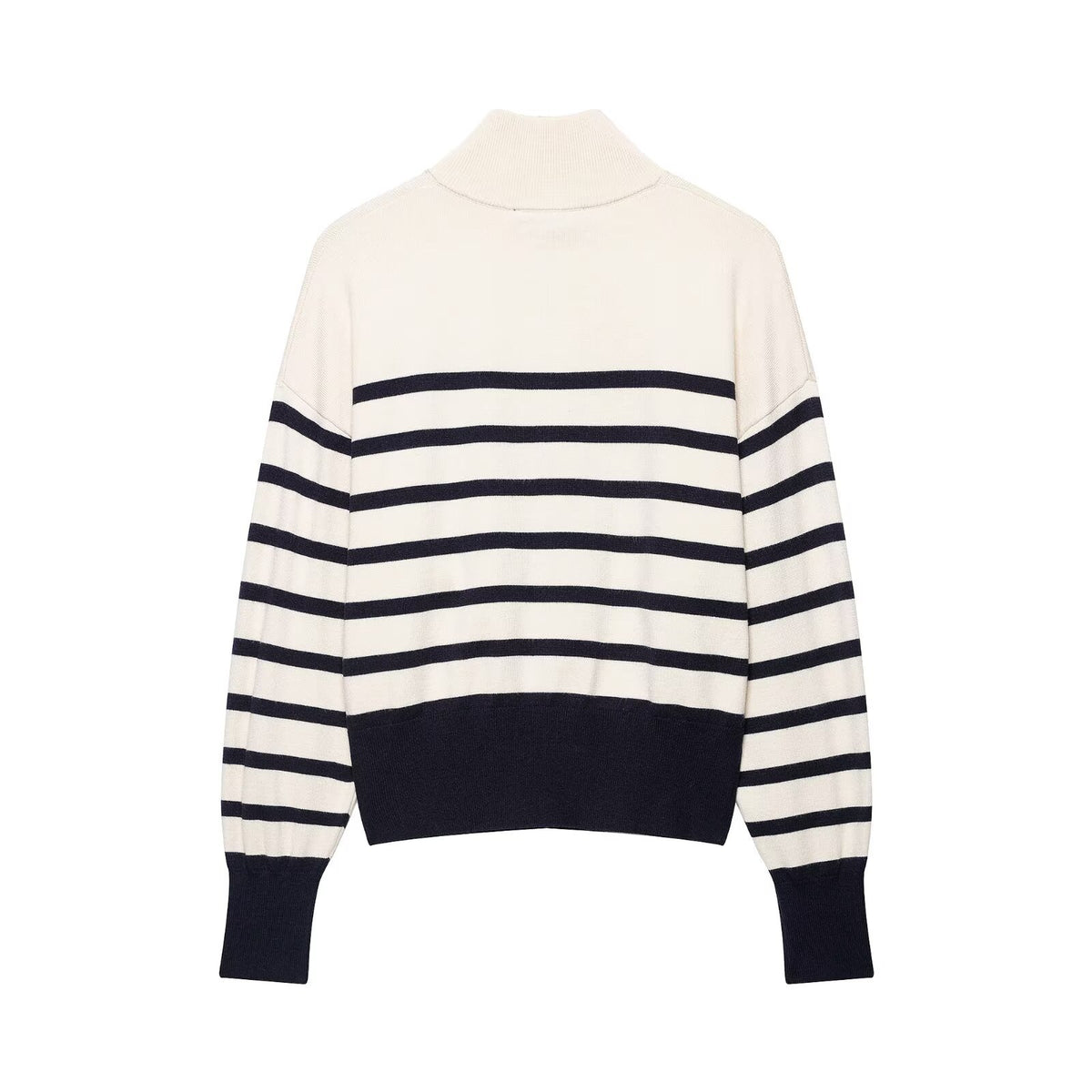 Long sleeved striped knitted sweater for women