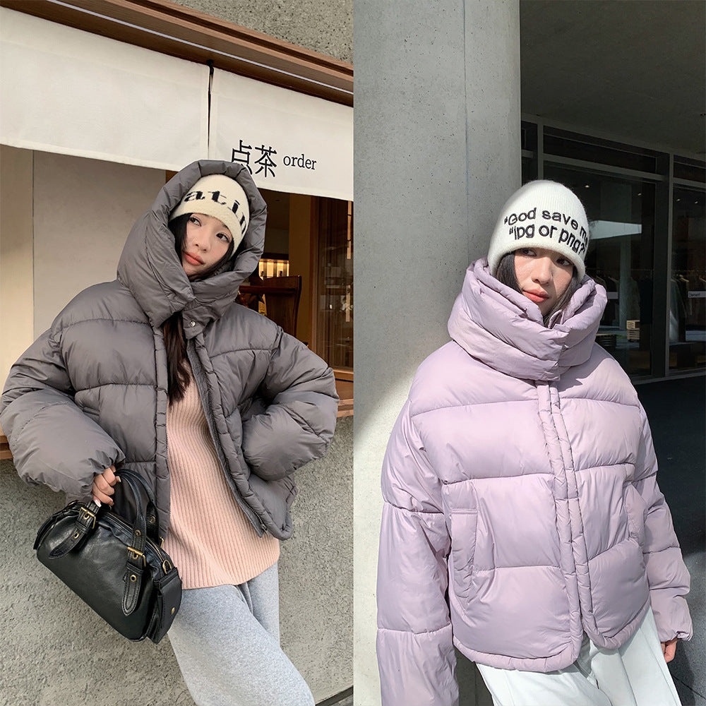 Hooded cotton jacket, women's bread jacket, warm jacket