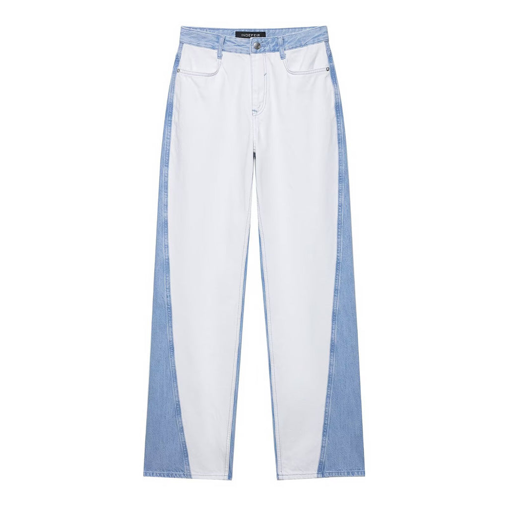 Splicing denim jacket jacket+pants set