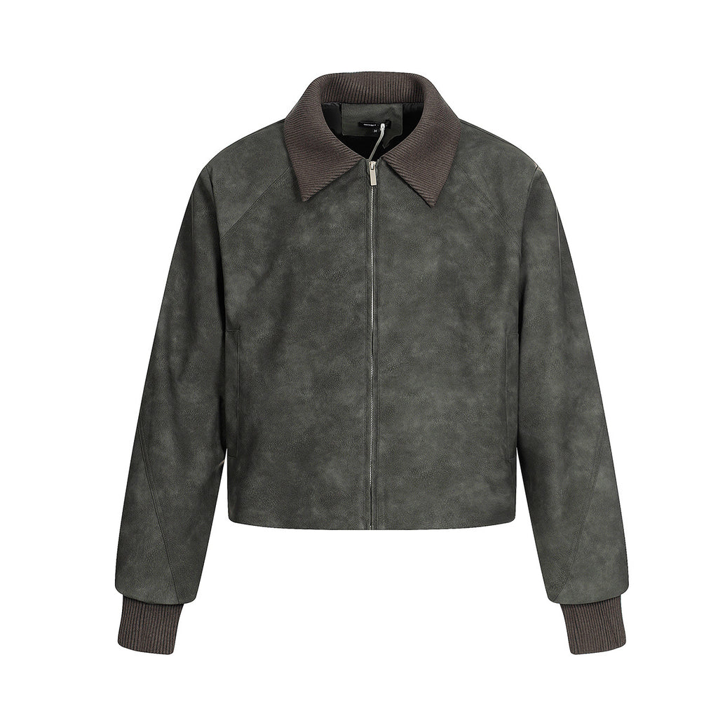Retro structure niche PU leather jacket motorcycle jacket short jacket