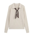 Casual bow tie lapel Fried Dough Twists knit for women