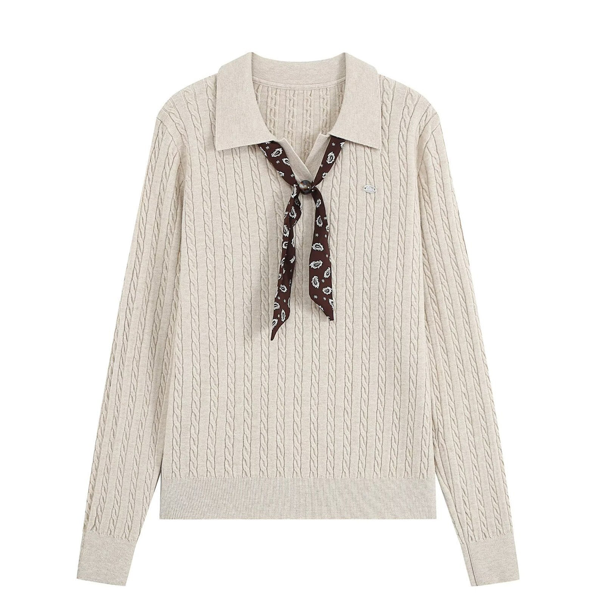 Casual bow tie lapel Fried Dough Twists knit for women