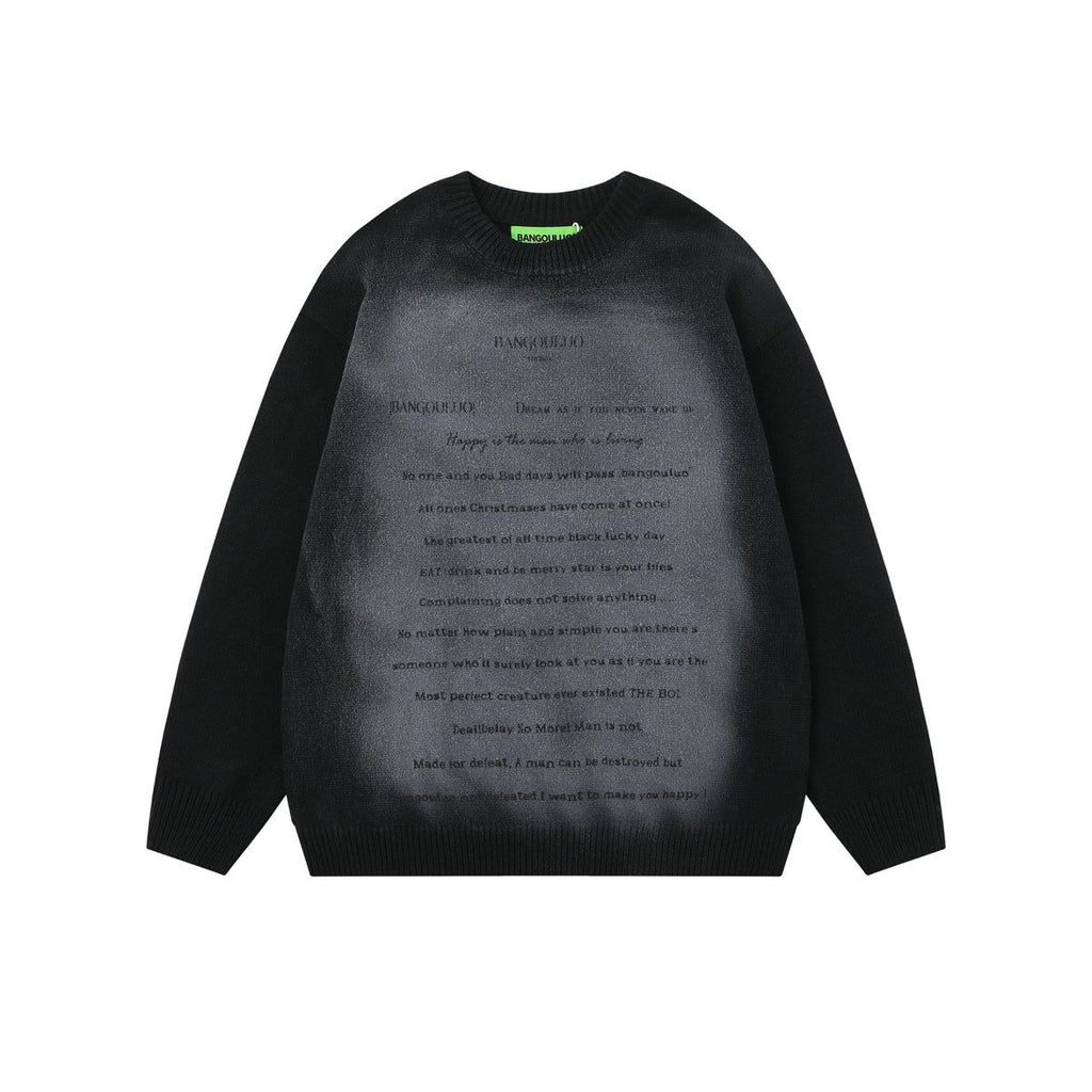 Color gradient letter sweater with contrasting colors
