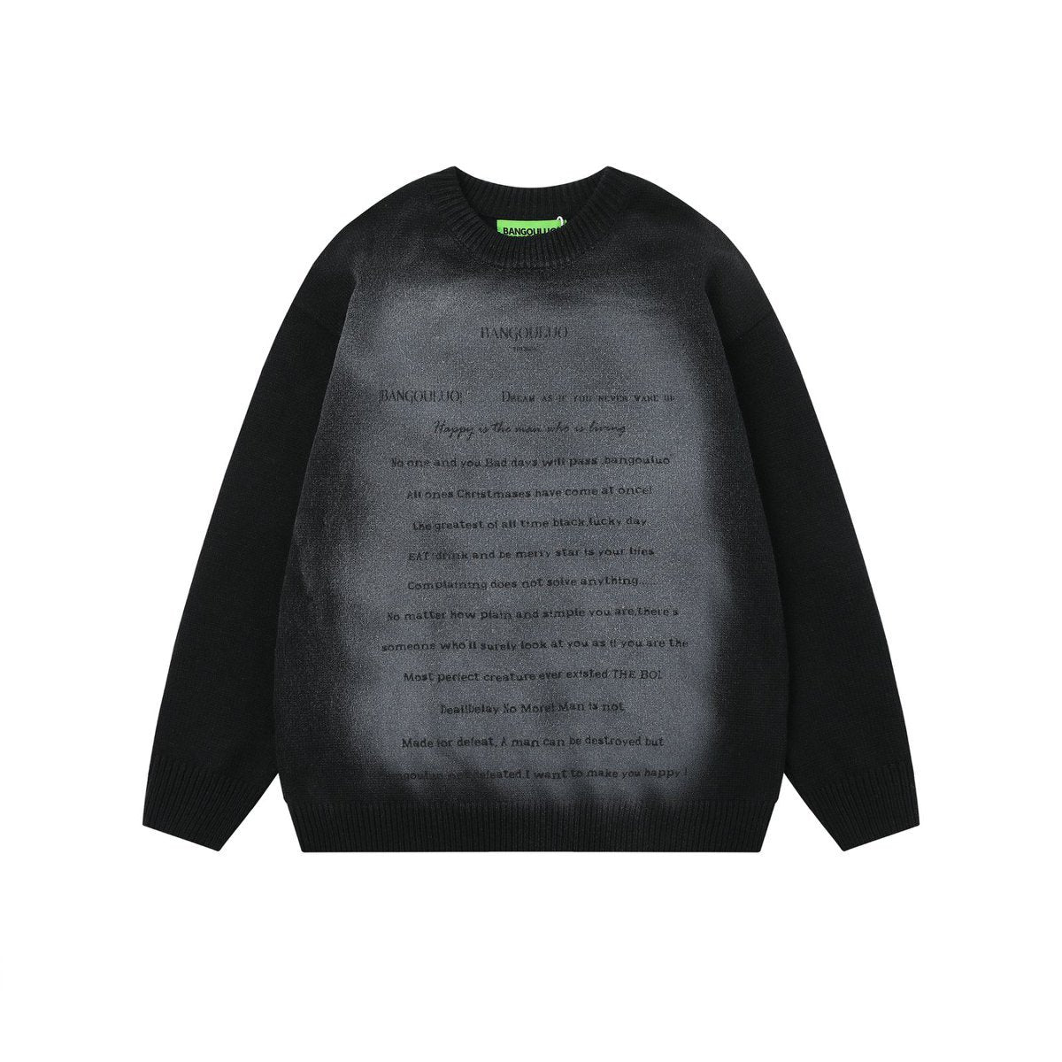 Color gradient letter sweater with contrasting colors
