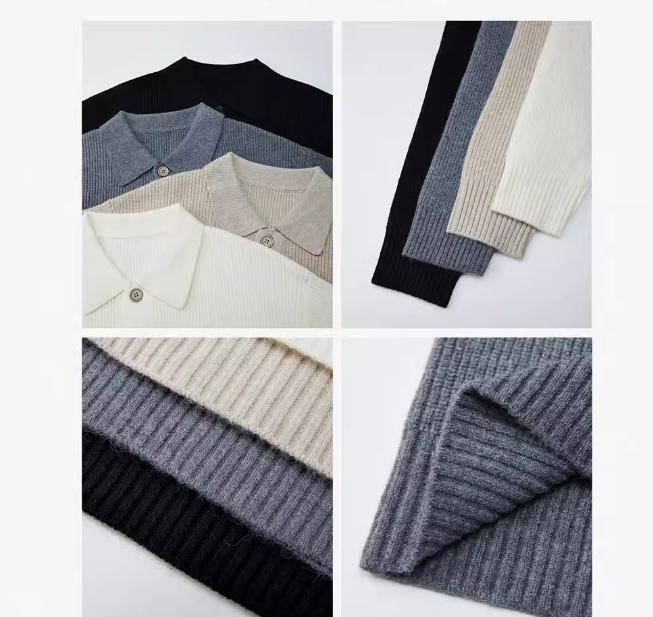 Solid color lapel sweater