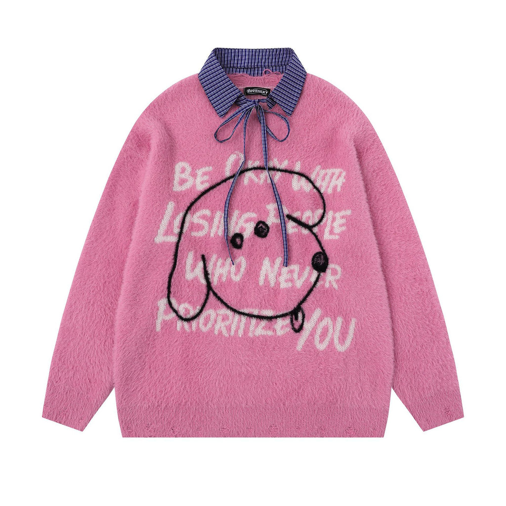 Detachable shirt collar sweater