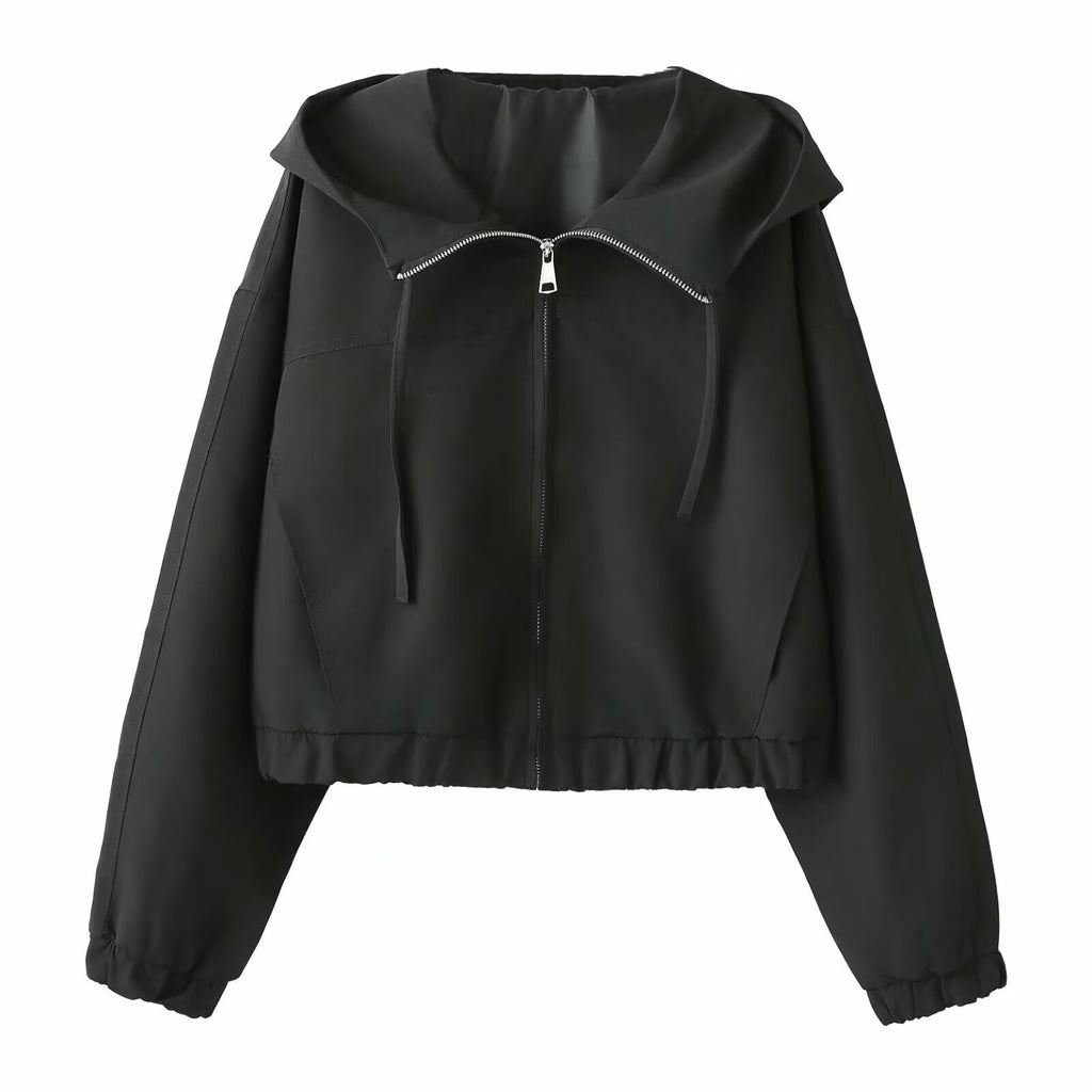 Minimalist hooded short jacket