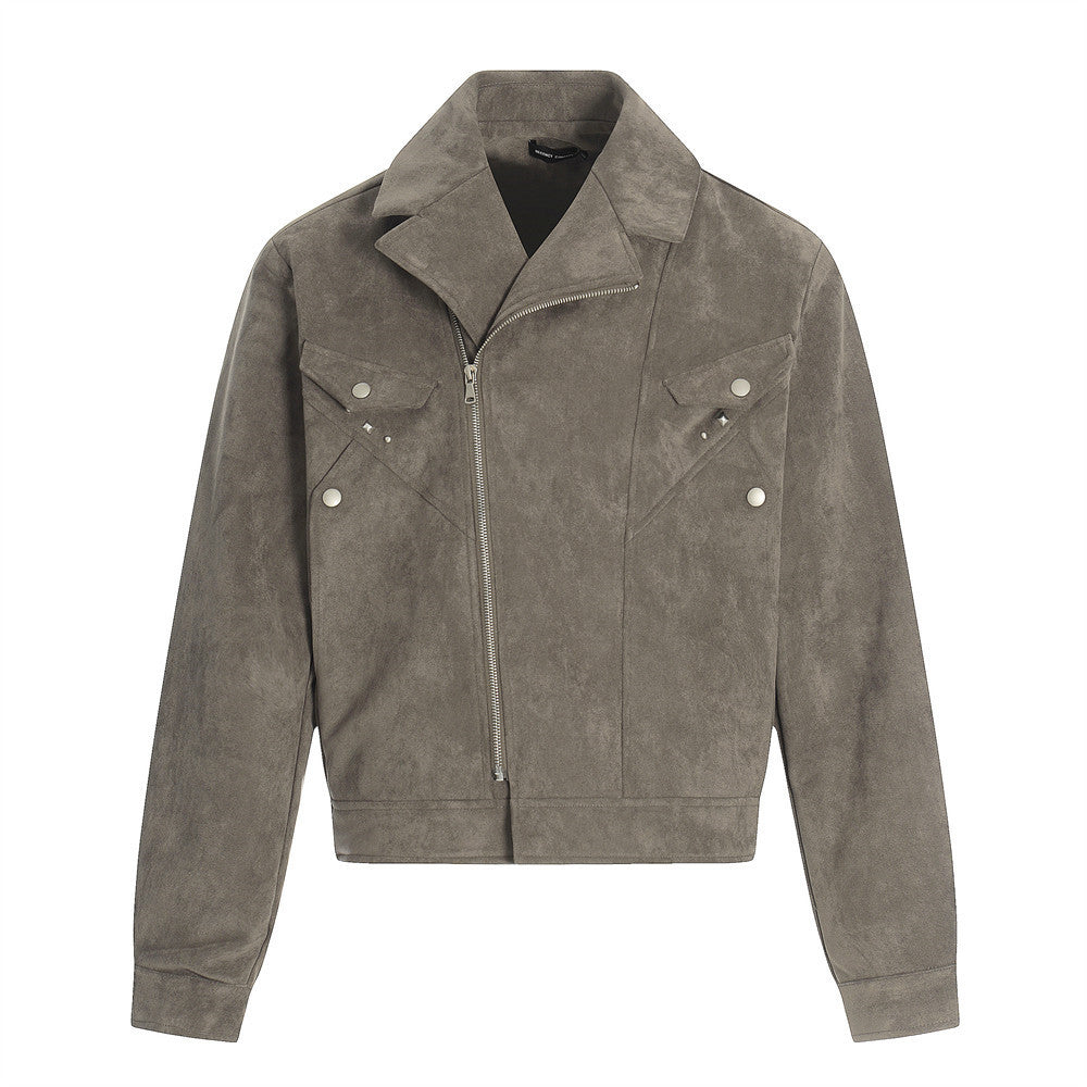 Slant zipper lapel jacket