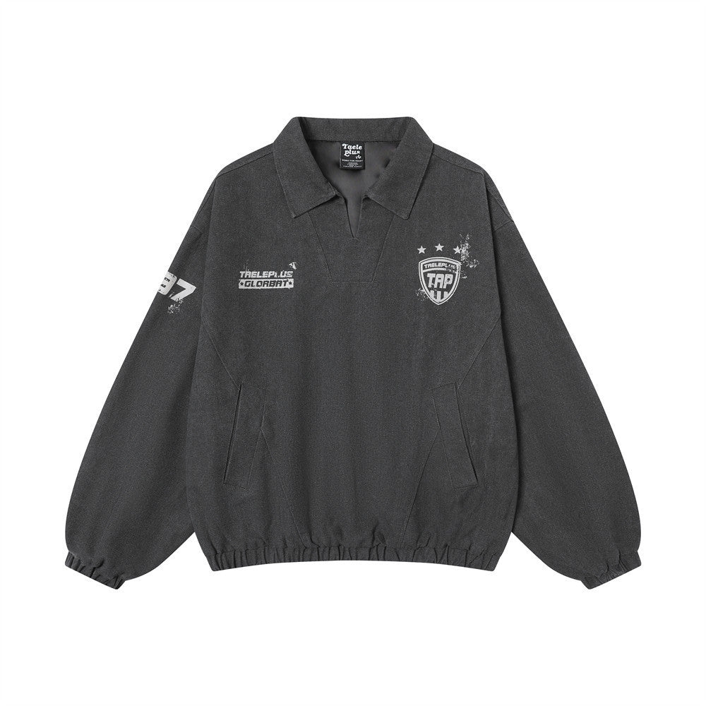 Washed pullover lapel jacket