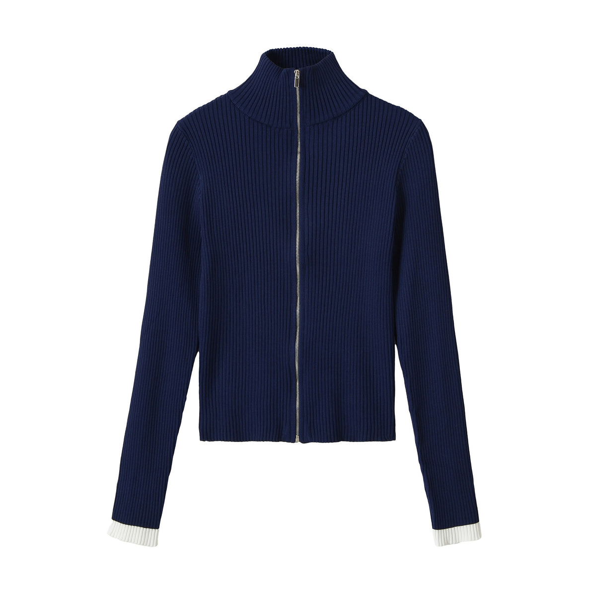 Long sleeved stand up collar zipper sweater