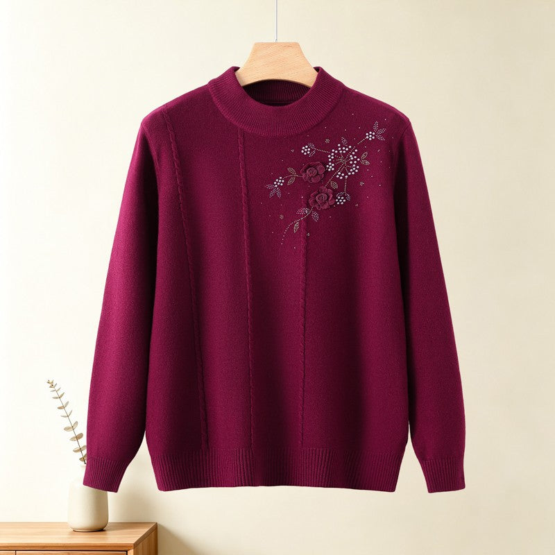 Round neck long sleeved sweater