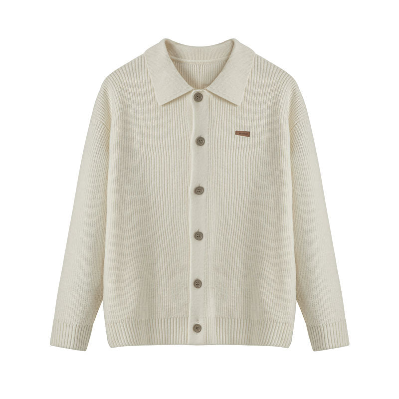 Solid color lapel sweater