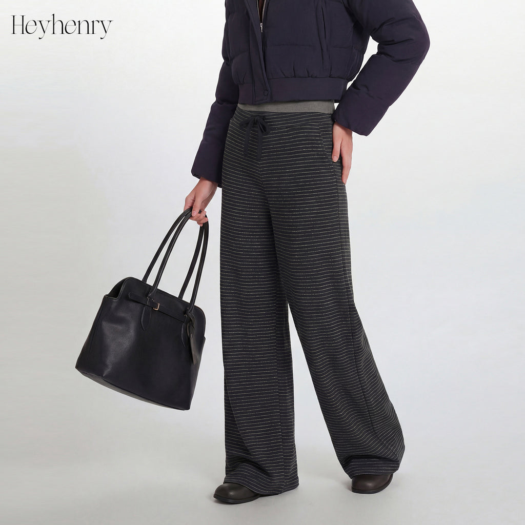 Loose Straight-Leg Casual Pants Women Winter Warm Fleece Lined Pants