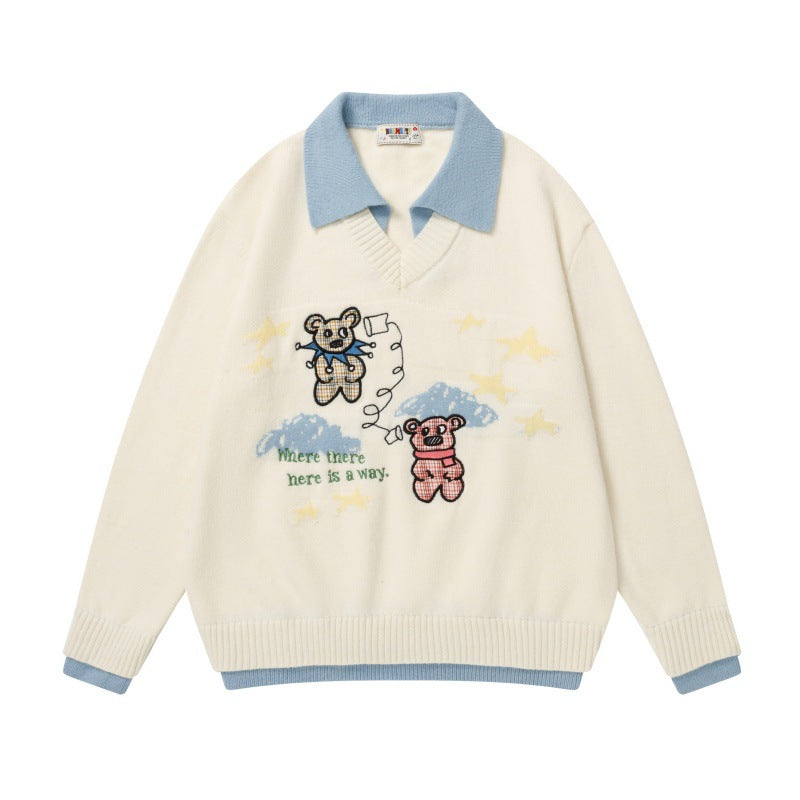 Cartoon collar knitted sweater