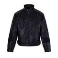 Stand up collar PU leather jacket jacket