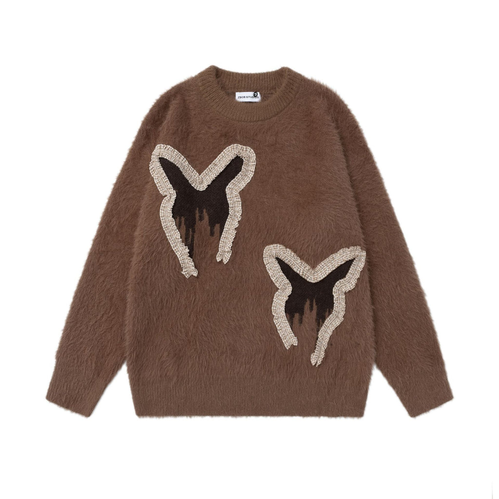 Butterfly pattern lace design sweater
