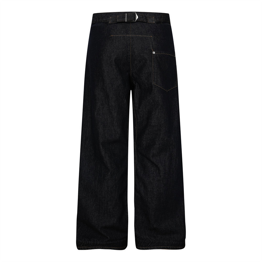 Original color jeans for men with loose and wide legs