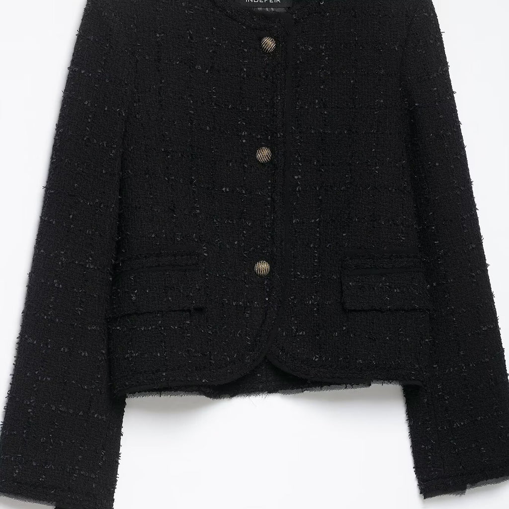Solid color button jacket