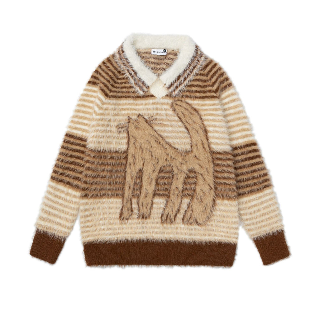 V-neck jacquard sweater