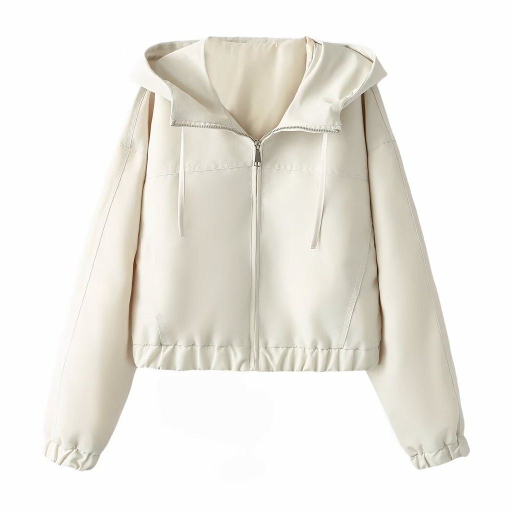 Minimalist hooded short jacket