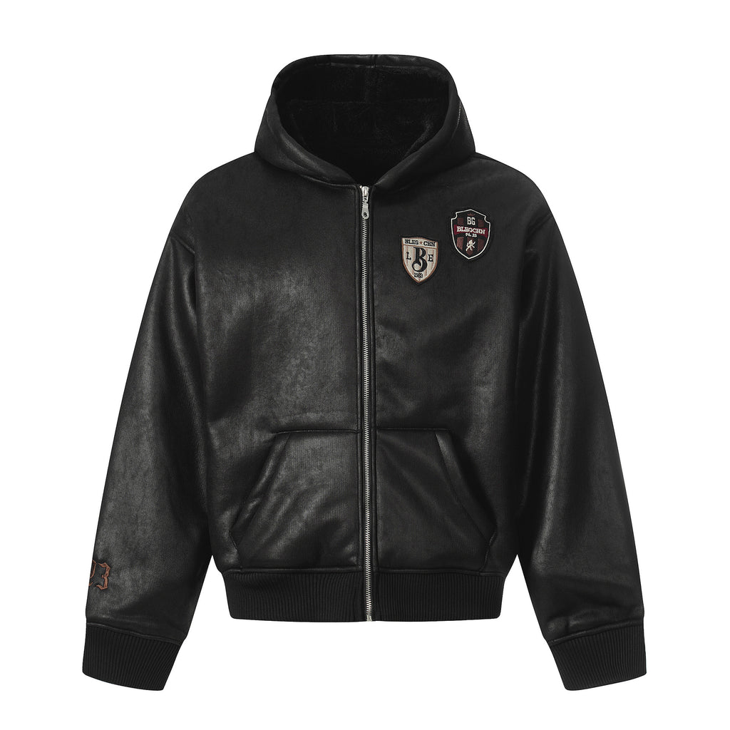Leather jacket hooded cotton jacket