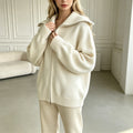 Double zipper lapel sweater