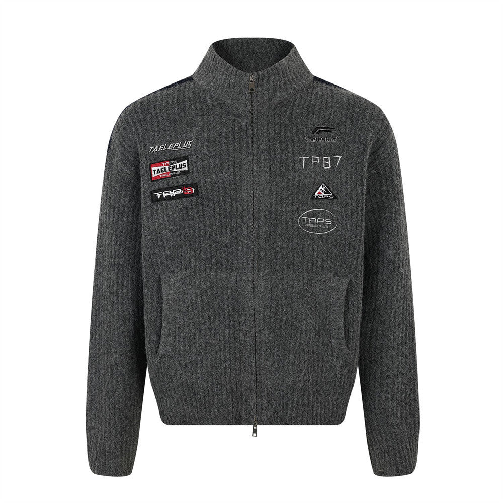 Half high collar cardigan sweater