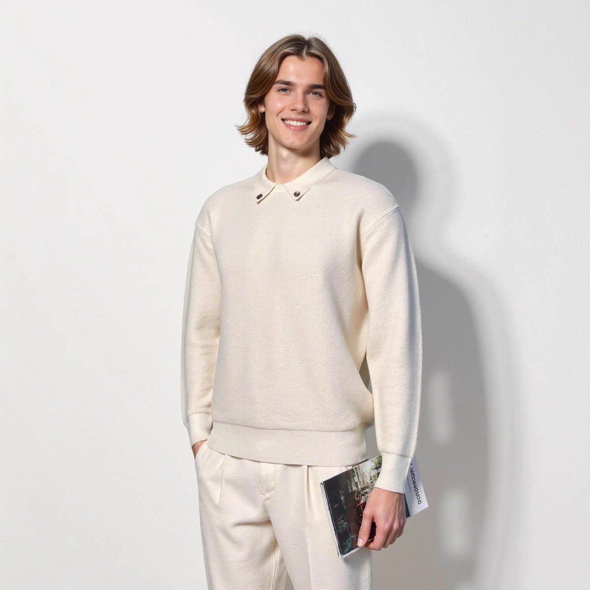 Collar long sleeved woolen man