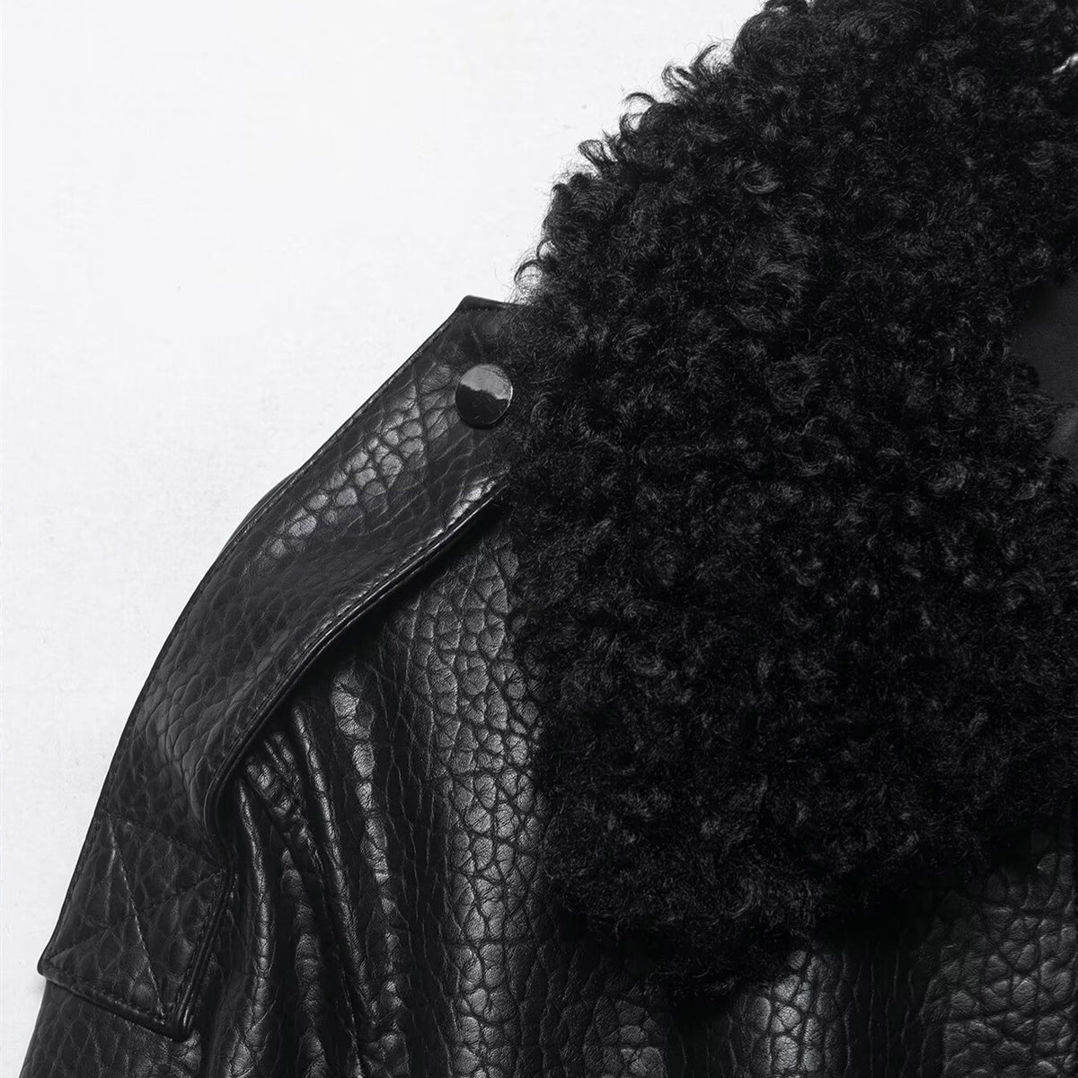 Street pilot jacket with fur collar jacket