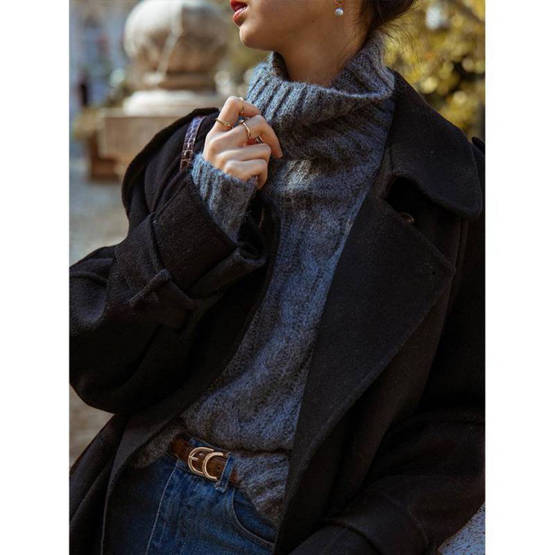 Vintage Cable Knit High Neck Sweater