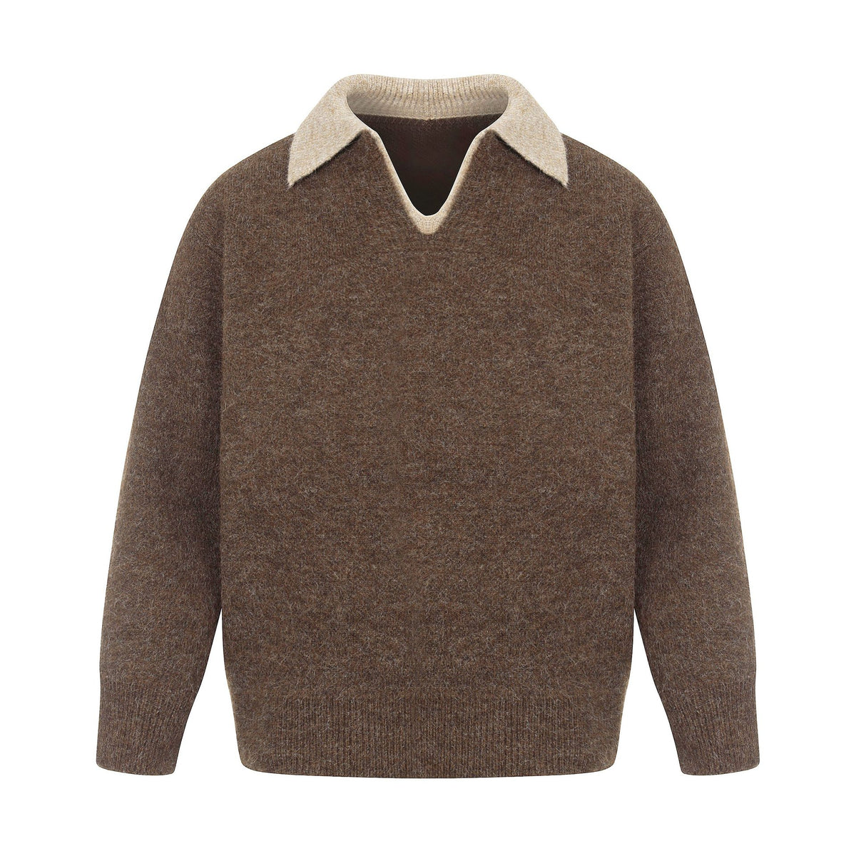 Casual Two-Piece Turn-Down Collar Commuter High-Quality Loose Knit Sweater
