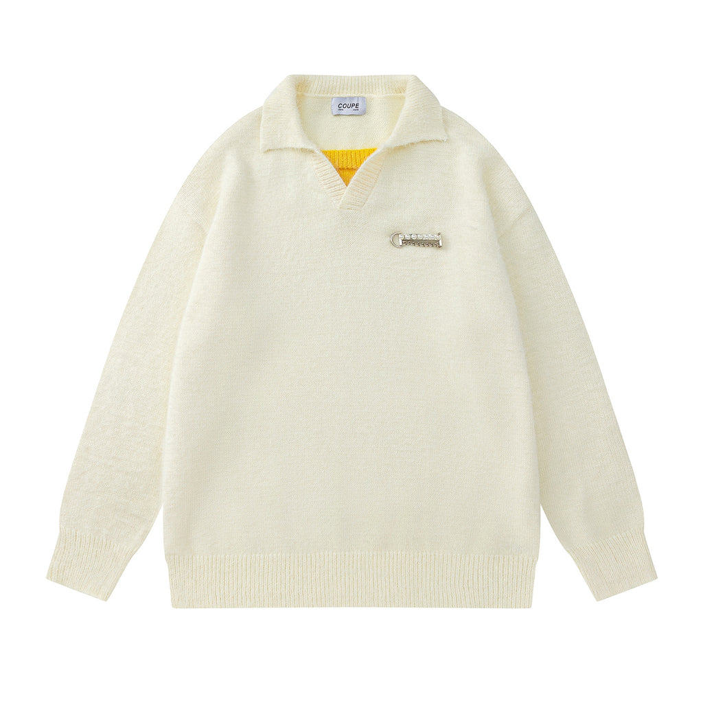 Simple collar design sweater
