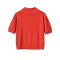 Short sleeved collar with threaded zipper knit sweater