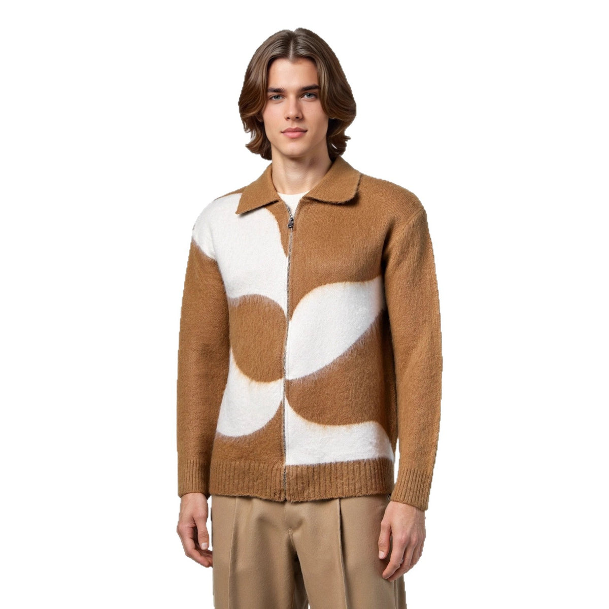 Color blocked zipper sweater