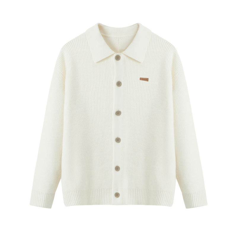 Solid color lapel sweater