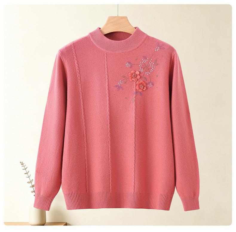 Round neck long sleeved sweater