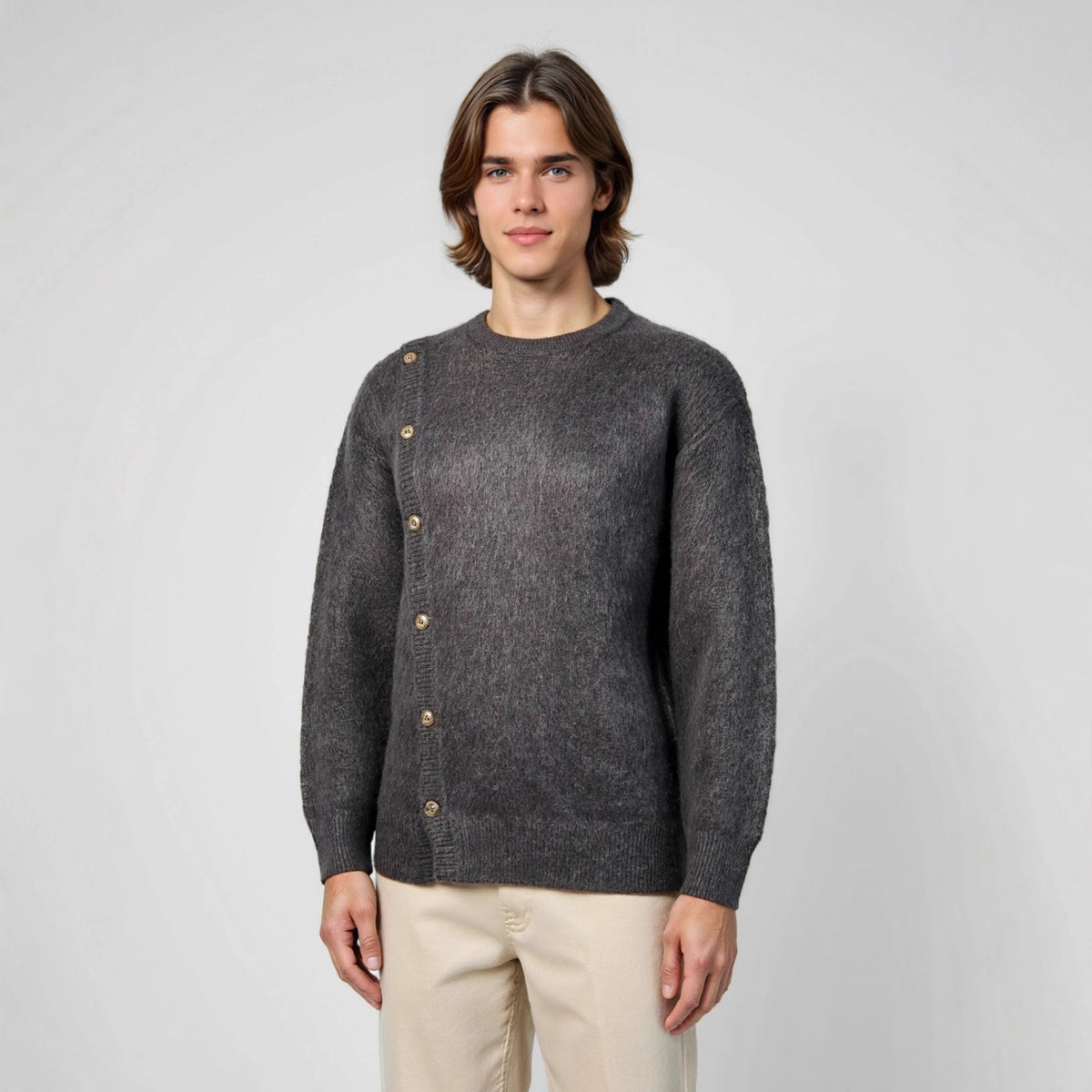 Round neck long sleeved loose sweater