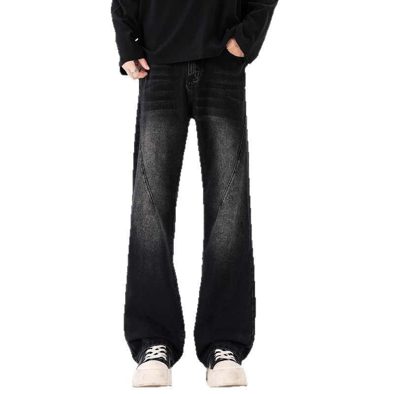 Vibe Style Fold Design Jeans Men Slimming Loose Straight