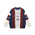 Color blocking vertical stripe hollow sweater