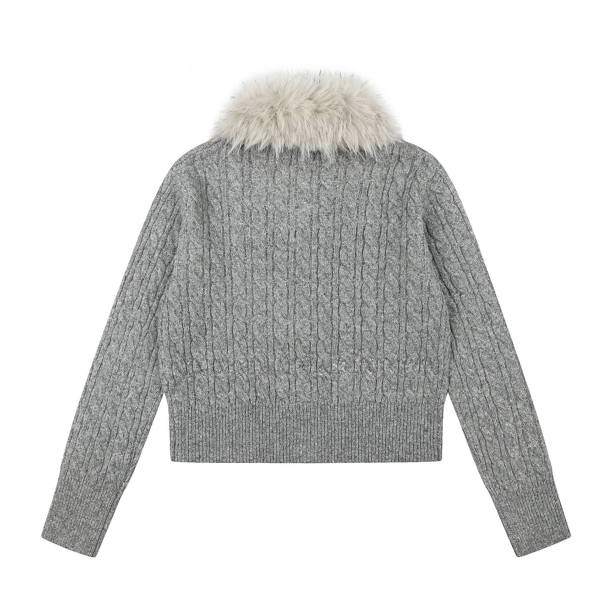 Cable Knit Long Sleeve Lapel Collar Toggle Button