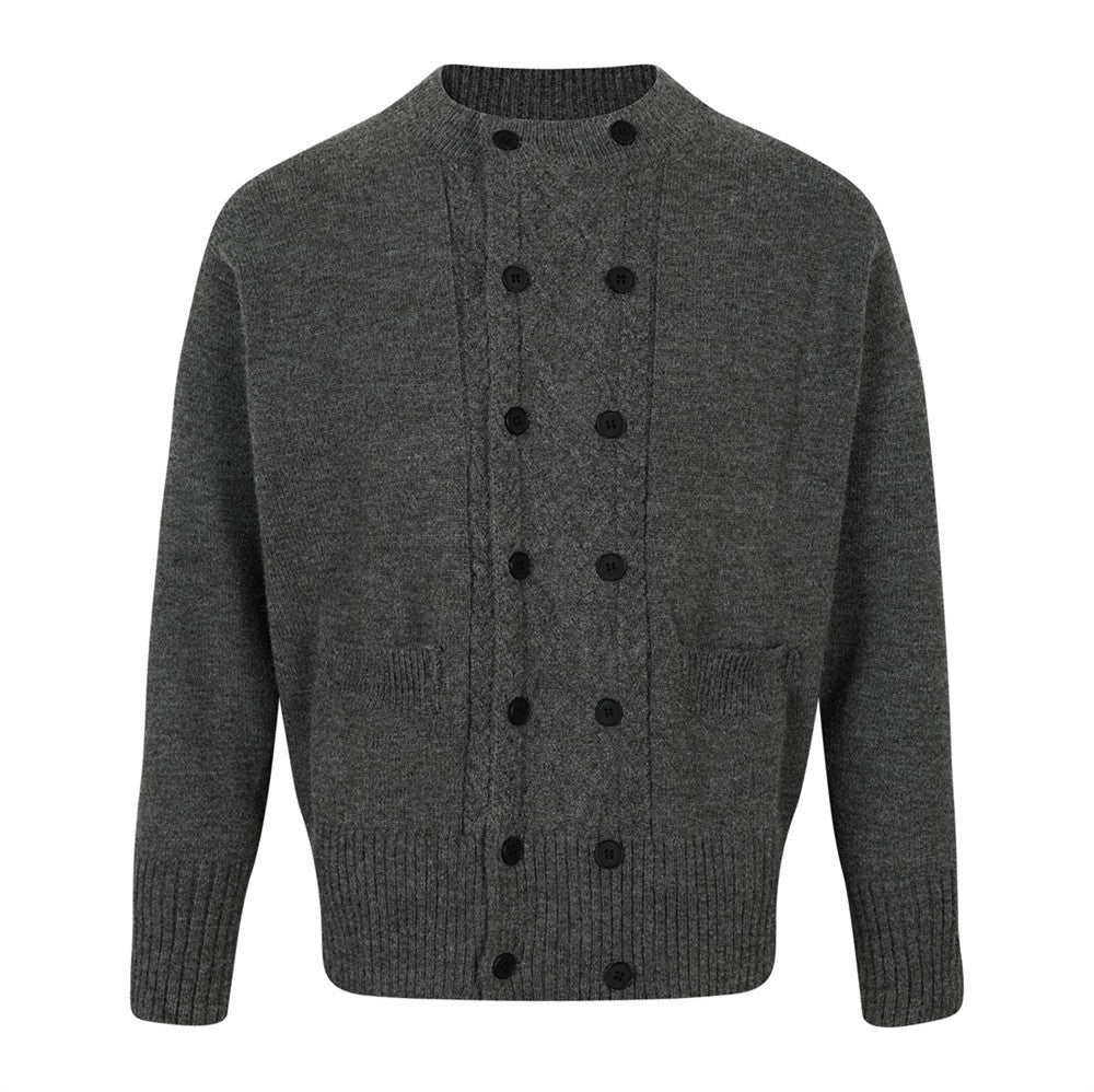 Double breasted round neck sweater