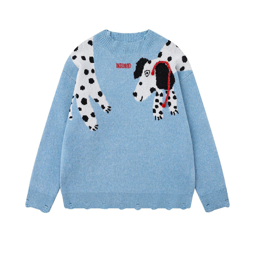 Embroidered puppy jacquard sweater