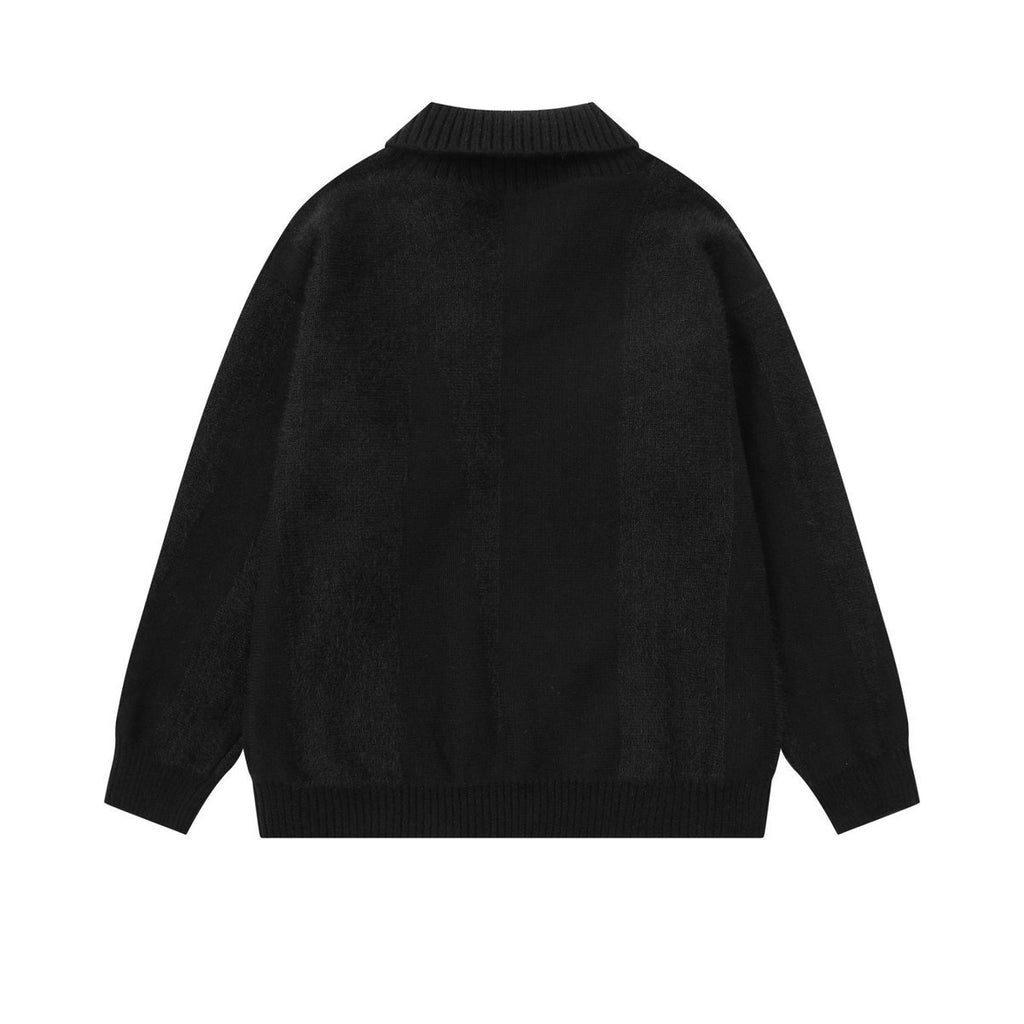 Simple collar solid color sweater