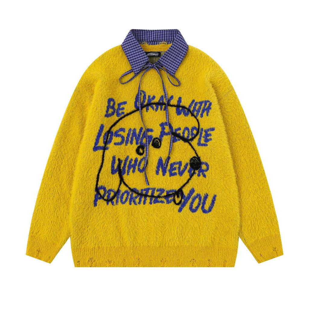 Detachable shirt collar sweater