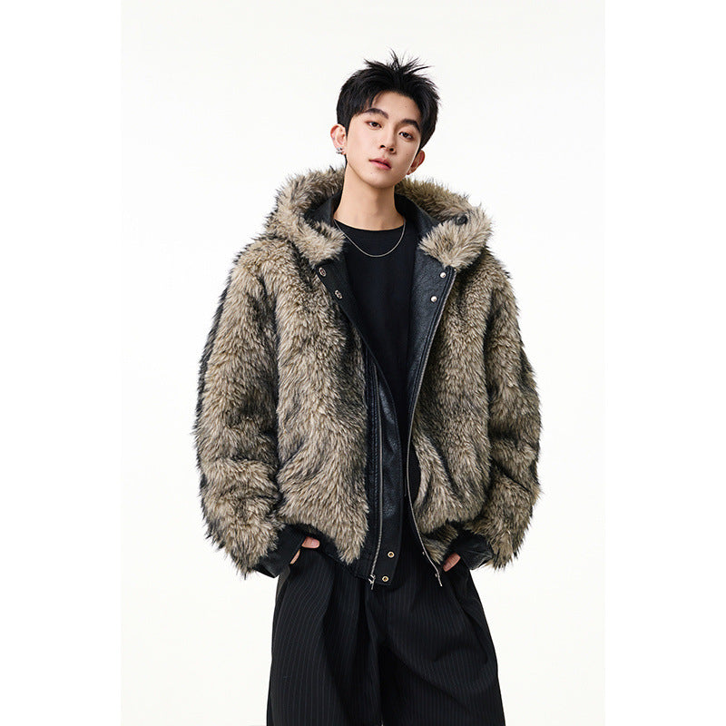 Wool collar cotton jacket pilot leather jacket
