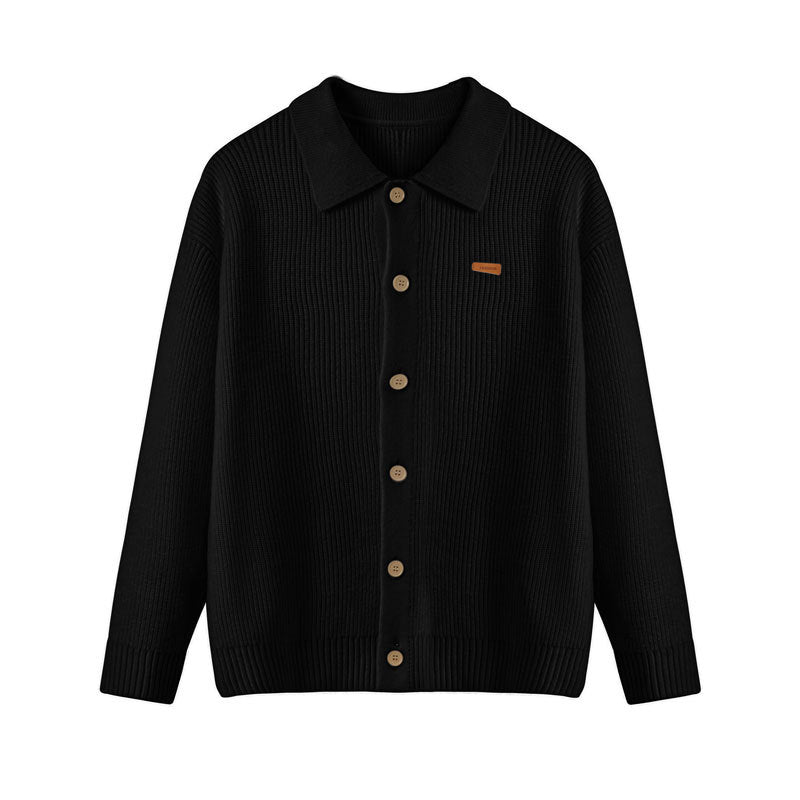 Solid color lapel sweater