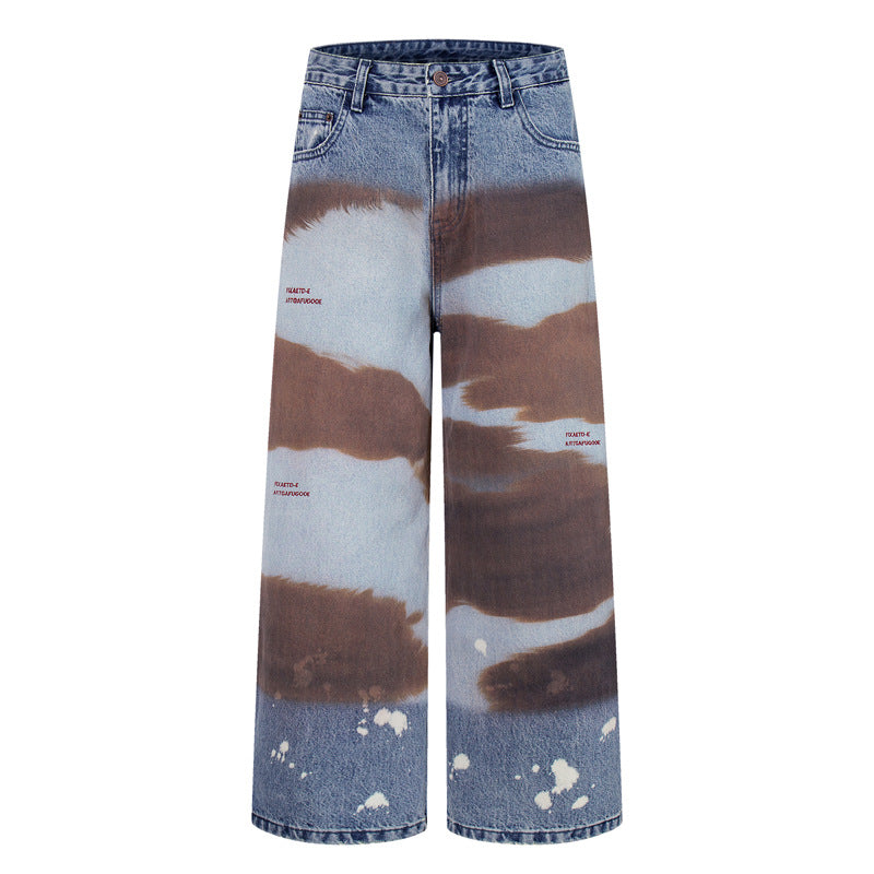 Pants Men's Designer Wide-Leg Tapered Distressed Long Pants