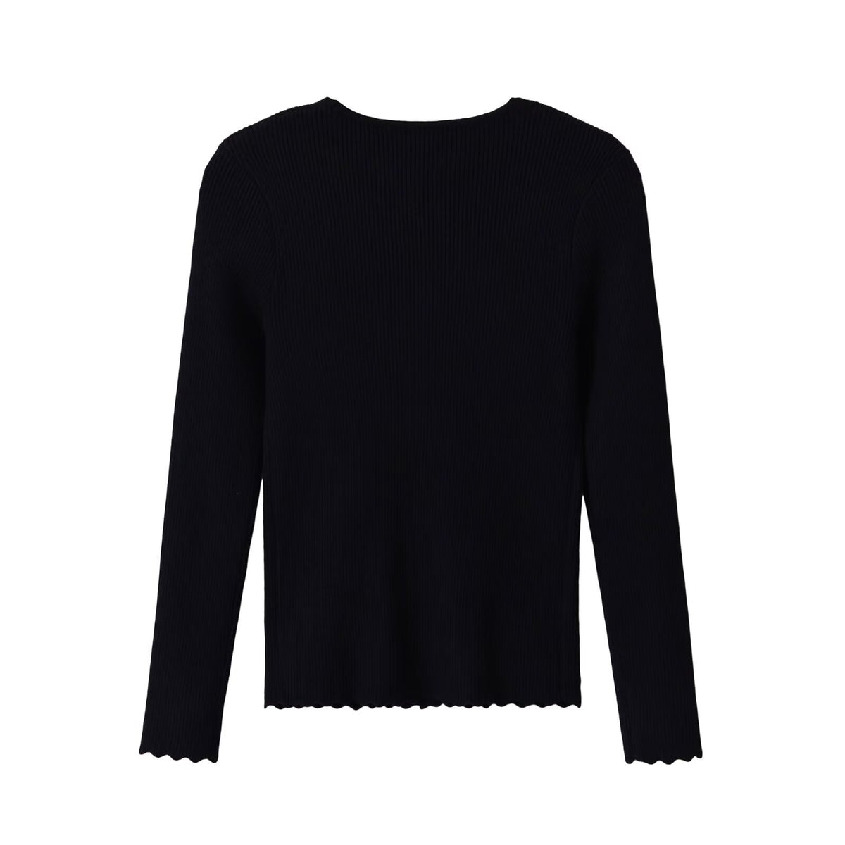 Simple breasted deep V-neck slim fit knitted sweater for women