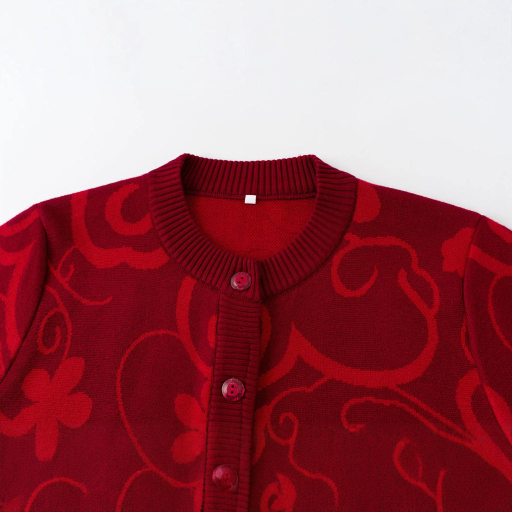 Round neck cardigan sweater