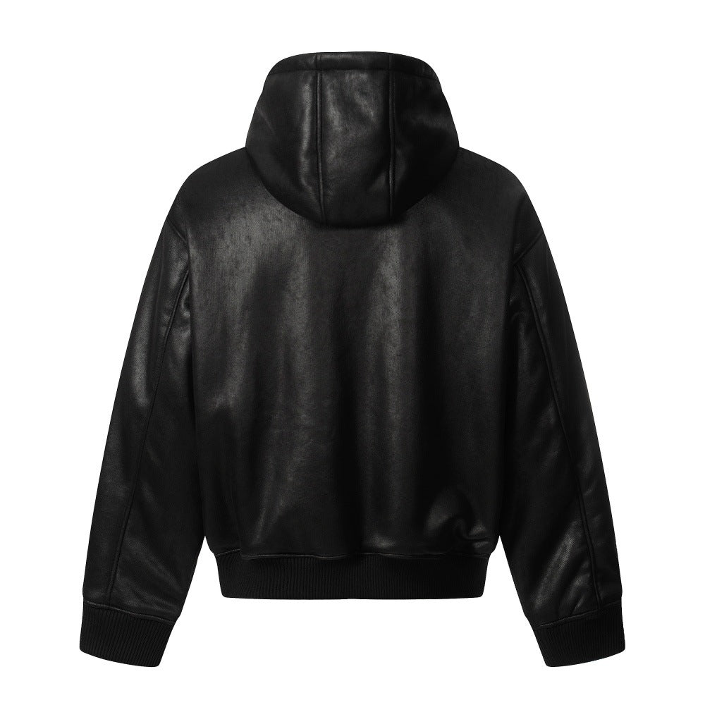 Velvet hooded jacket